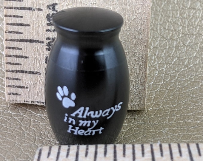 G112 Miniature ashes Black Paw Pet Metal Cremation Urn funeral Animal mourning  keepsake oddities oddity curiosity curiosities educational