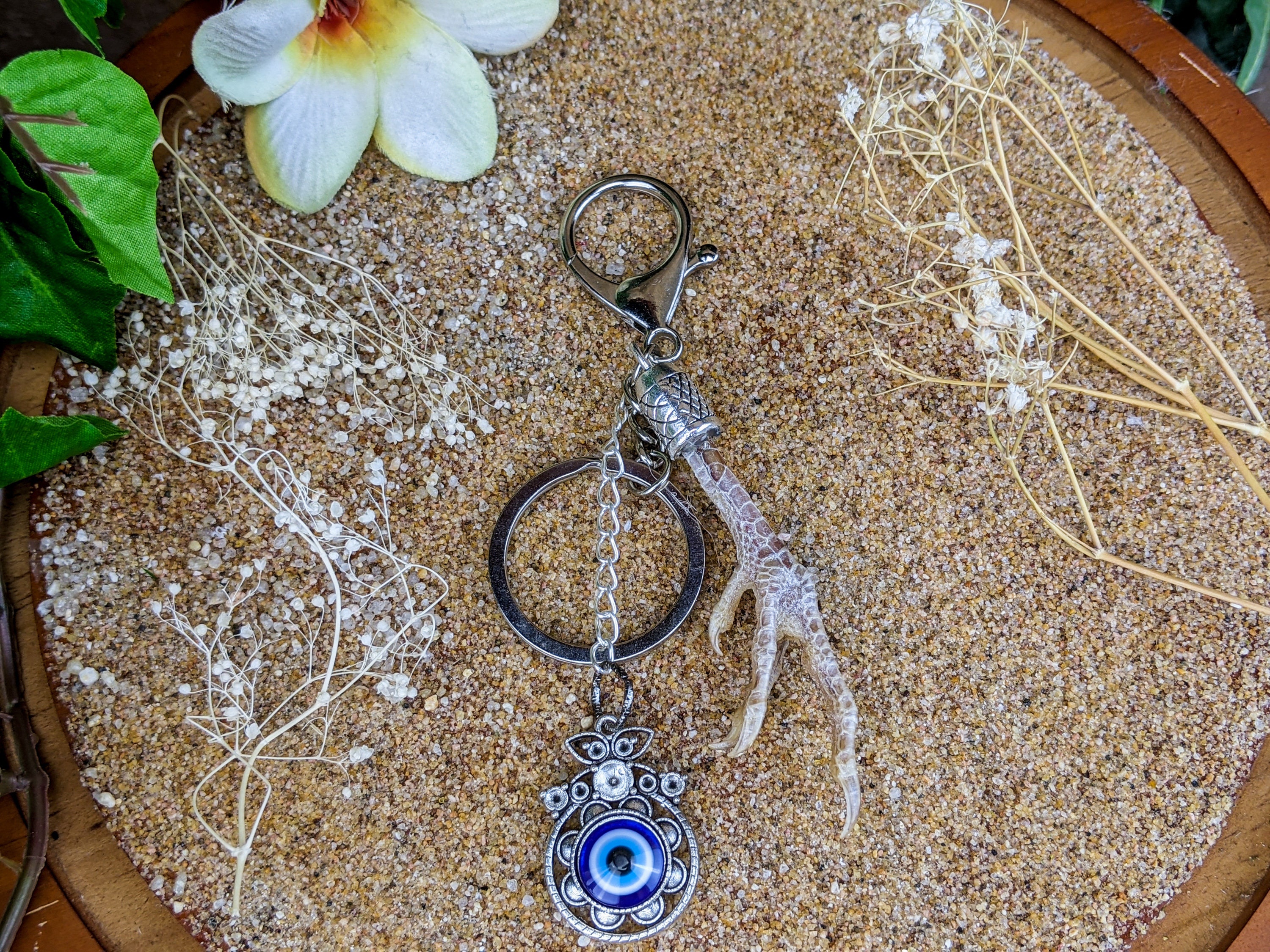 Chicken Foot Evil Eye talisman keychain Key Hook voodoo witchcraft