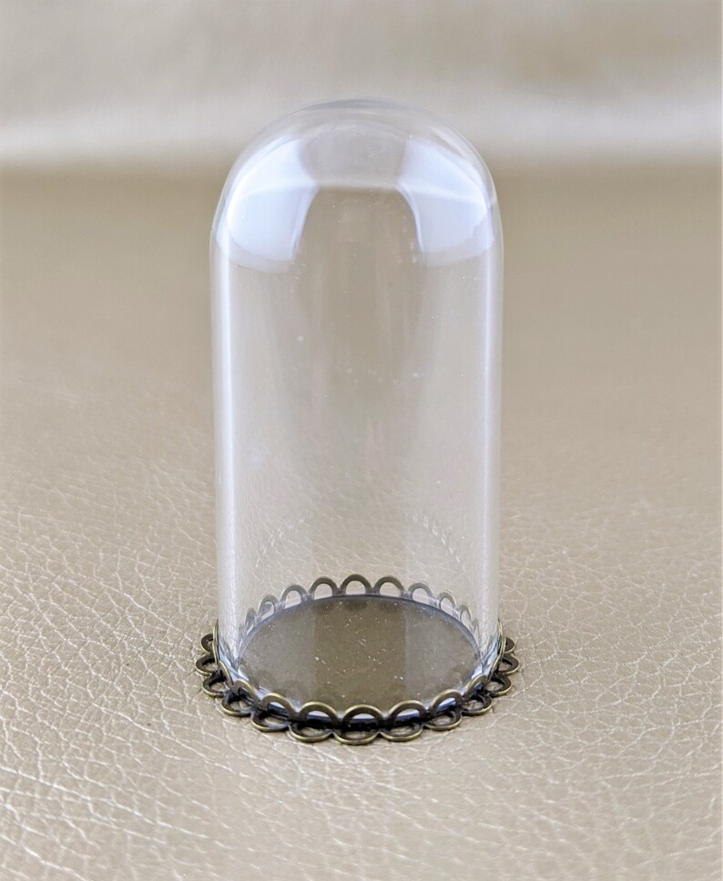 7D Miniature Clear Glass Dome Metal Base 2 1/12th Etsy