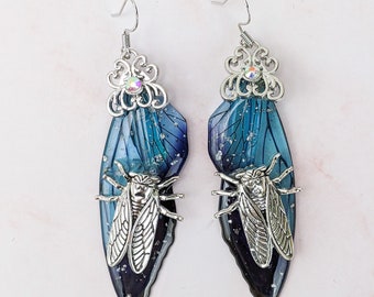 f40g Locust wing & locust earrings jewelry curiosities oddities insect cicada beautiful Fashion Accessory Dangle Earring Gift