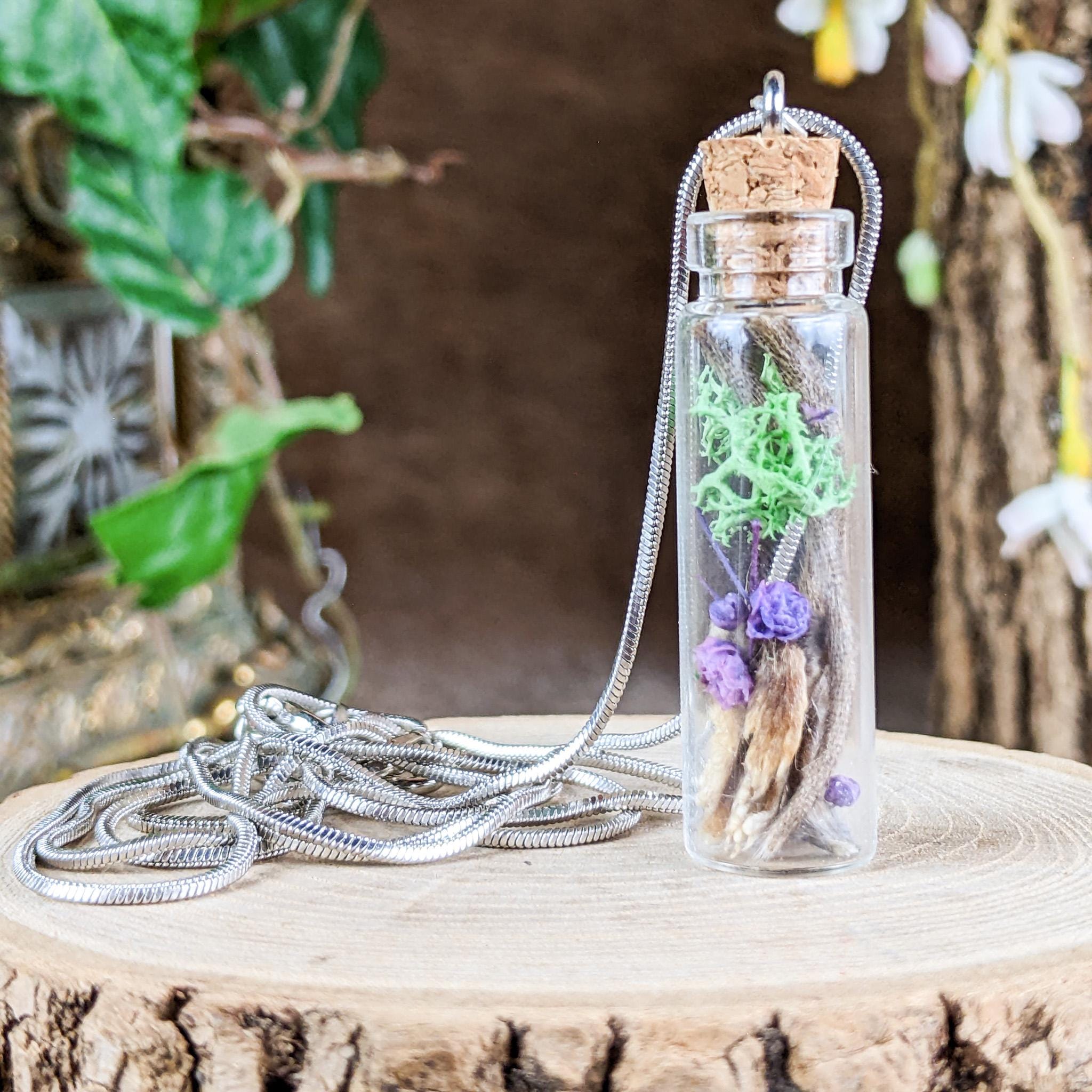 thumbnail image 2 of Small Purple Glass Vial Pendant Necklace – Screw Top Bottle With Facet Cut 2 of 5