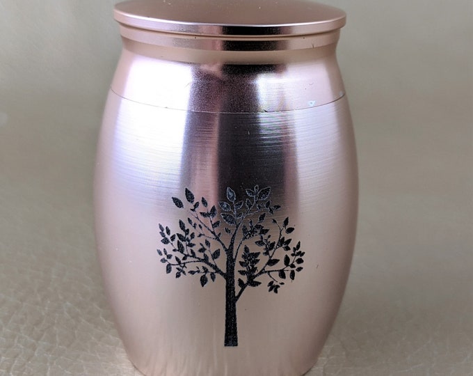 Rosegold Ashes Keepsake Tree of Life Memorial Urn Mini Cremation display collectible rememberance mourning funeral gift loved one