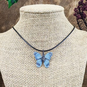 Morpho Butterfly Necklace Rhinestones beautiful Oddities Curiosity Mystical Jewelry display Oddity whimsical Gifts fairy accessories jewelry