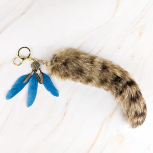 Raccoon Tail Key Chain keychain hook talisman  oddity curiosity Dreamcatcher lucky charm preserved specimen cat curio cabinet fashion gift