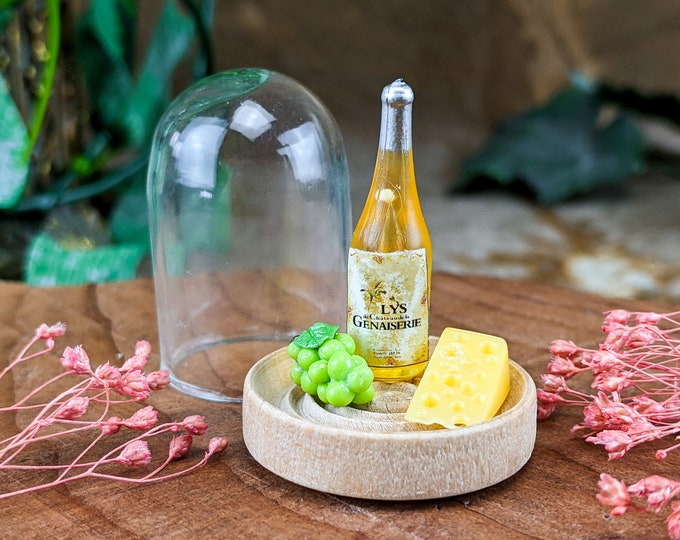 w60 Miniature cheese grapes & Mouse Dollhouse party Tray display curiosities Mini Cute Doll Diorama Elements Props Display collectible curio