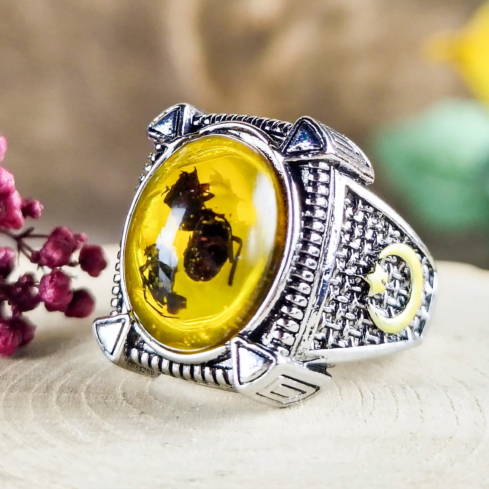 Ants Amber Ring - Etsy