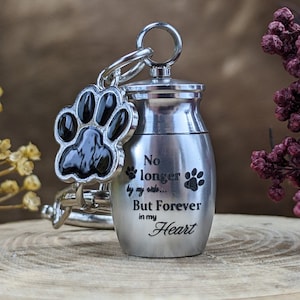urn26 Miniature blk ashes urn & Pet Paw charm Metal Cremation keychain mourning collection mourn sympathy urn preserved miniature death odd