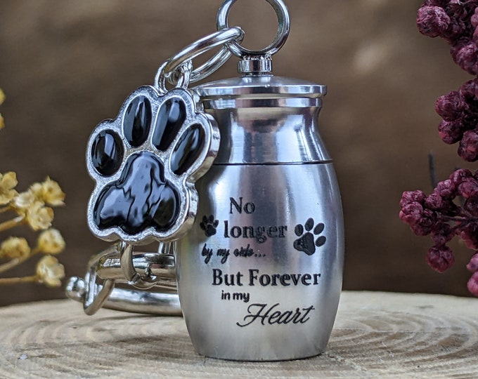urn26 Miniature blk ashes urn & Pet Paw charm Metal Cremation keychain mourning collection mourn sympathy urn preserved miniature death odd