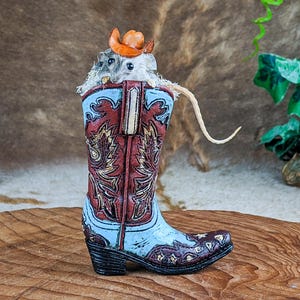 Cowboy Mouse in boot Display real mouse Curiosities  collectible curiosity cabinet preserved specimen gift western gift decor adorable