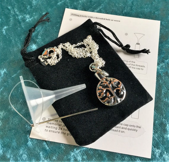 Silver Urn Cremation Pendant Ash Holder Mini Keepsake Long Memorial Necklace NEW