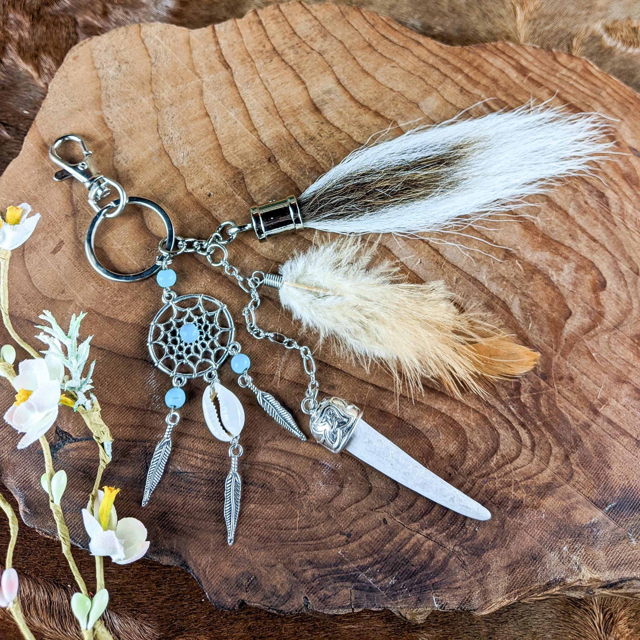 Whitetail Deer Taxidermy Tail Key Chain Talisman W Deer Charm
