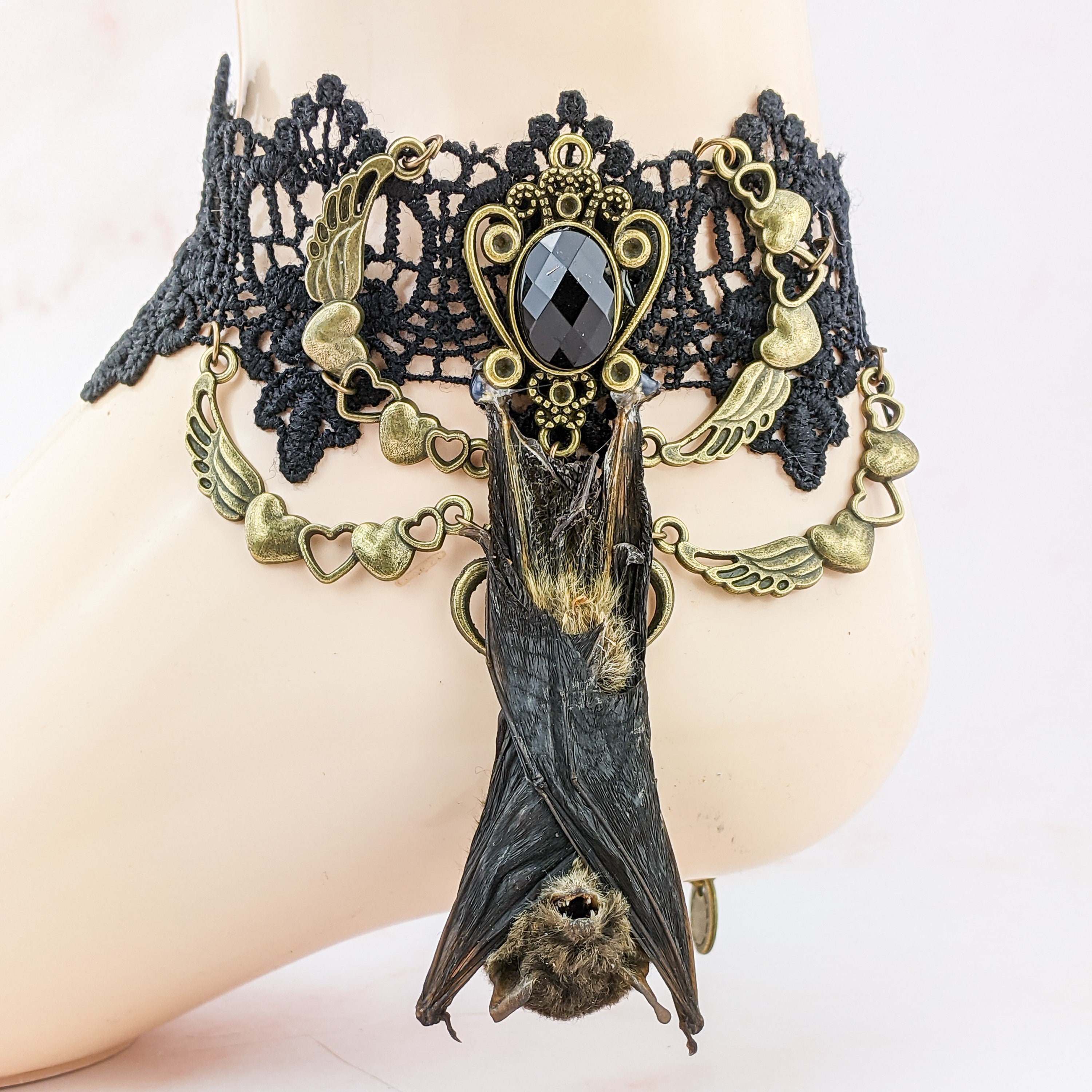 TruBlu Supply Taxidermy Real Bat Skull Ankle Bracelet Jewelry Bling Goth  Gothic Oddity