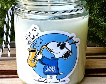 Snoopy Joe Cool Candle, Joe Cool Jazz Candle, Snoopy Lover, Charlie Brown, Man Candles, Gift Ideas for Men, Teacher Gifts, Candles for Men,