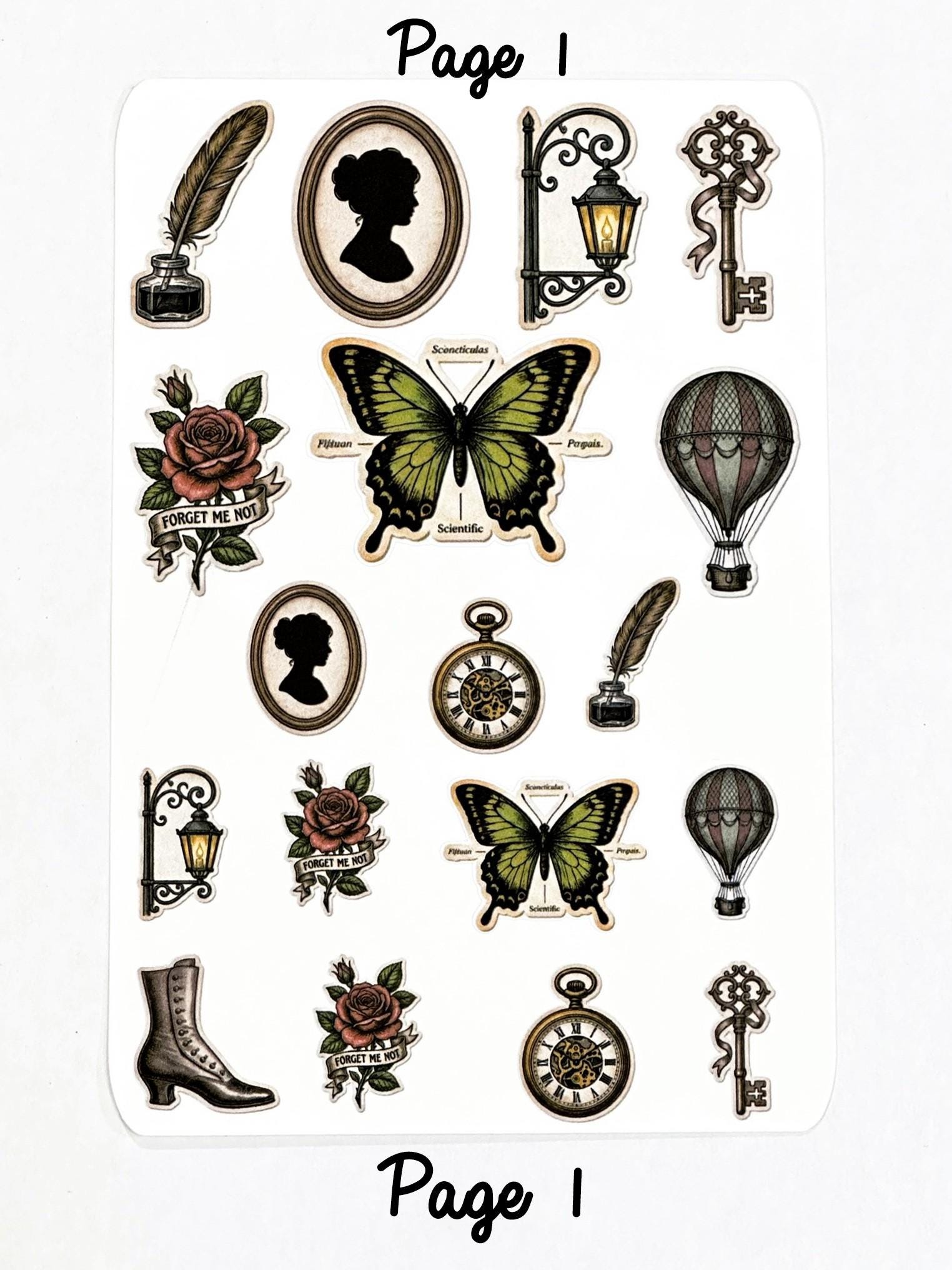 Victorian Era Style Stickers, Use for Journals, Planners, Cards, Crafts ...