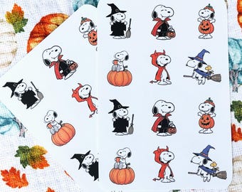 Snoopy Halloween Stickers, Kiss-Cut, 12 Sticker Sheet
