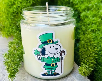 Snoopy Candles, St Patrick's Day Celebration, Irish, Good Luck, Green Snoopy, Snoopy Lover, Leprechaun, Irish Gifts, St Paddys