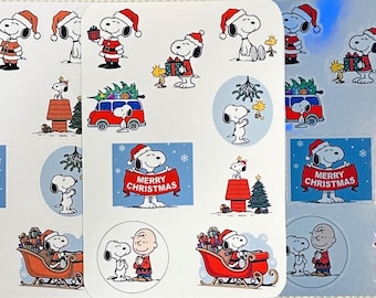 Snoopy Christmas Sticker Sheet: Kiss-Cut Vinyl Decals