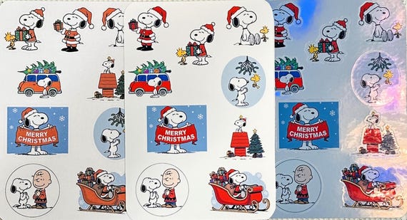 Snoopy Christmas Sticker Sheet: Kiss-Cut Vinyl Decals