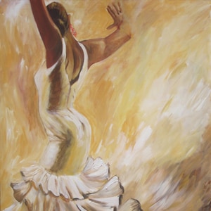 Flamenco Dancer Canvas Print—Limited edition Figurative Wall Art— Expressive Woman Acrylic Painting— Spanish Dance Decor