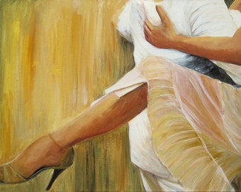 Tango dancing legs, Argentine tango art print on canvas, Limited edition Gilcee on canvas