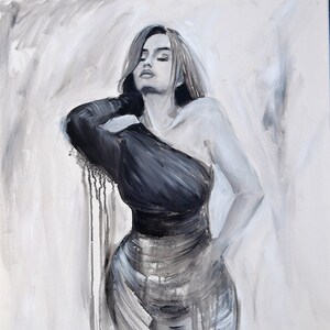 Woman painting , black and white art work, Beautiful sexy woman Print on paper , Free shipping, bedroom wall art