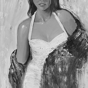 Black and white Glamour portrait of a woman-contemporary Art  print on paper, Black and white wall art, gift for men ,  Gift under 50
