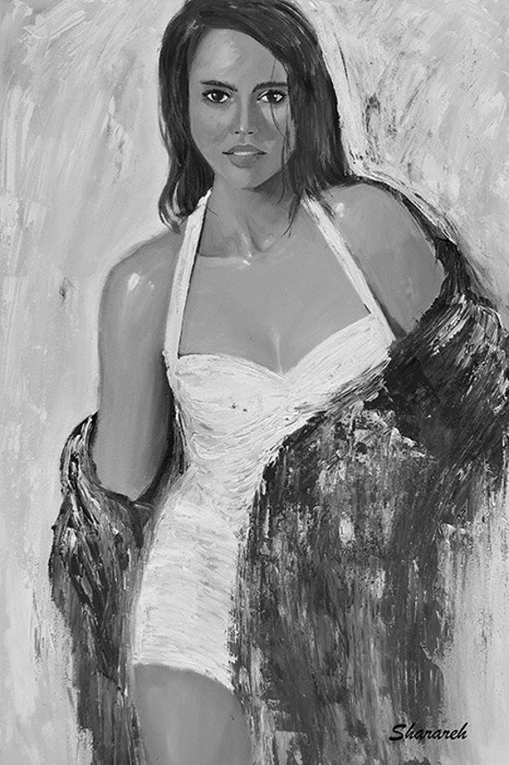 Donna in stampa artistica in bianco e nero su carta arte | Etsy