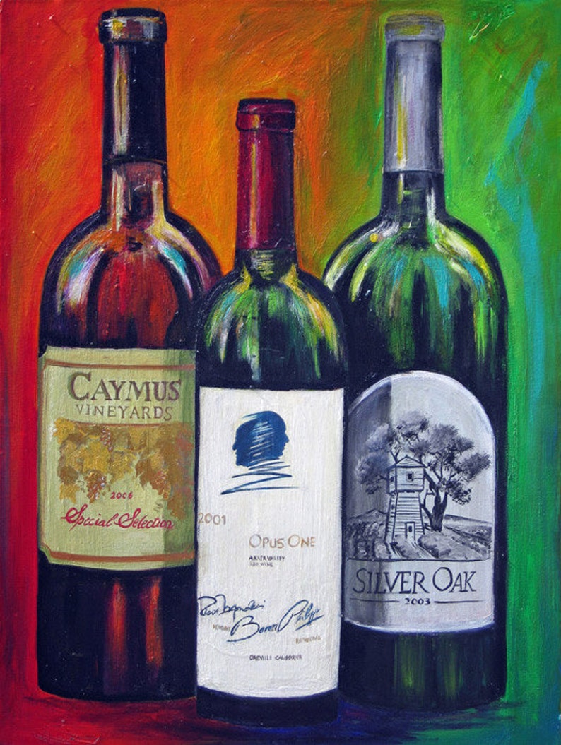 Wine Art Print on Paperwine Art Kitchen Decor Wine Lovers Etsy