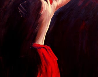 Flamenco Dancer Giclée Canvas Art – Red Dress, Limited Edition