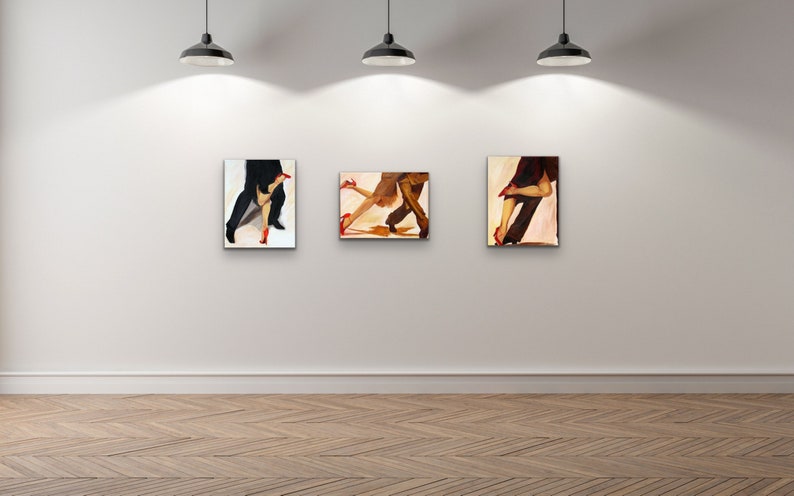 tango dancers legs painting with red shoes Modern art wall decor perfect wedding gift canvas art Tango painting