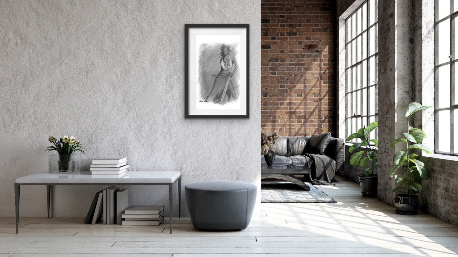 Woman Painting Black and White Art Print on Paper Wall Decor - Etsy