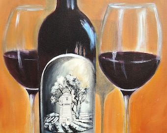 Silver Oak Wine Art Print, Cabernet Sauvignon, Wine Cellar Decor