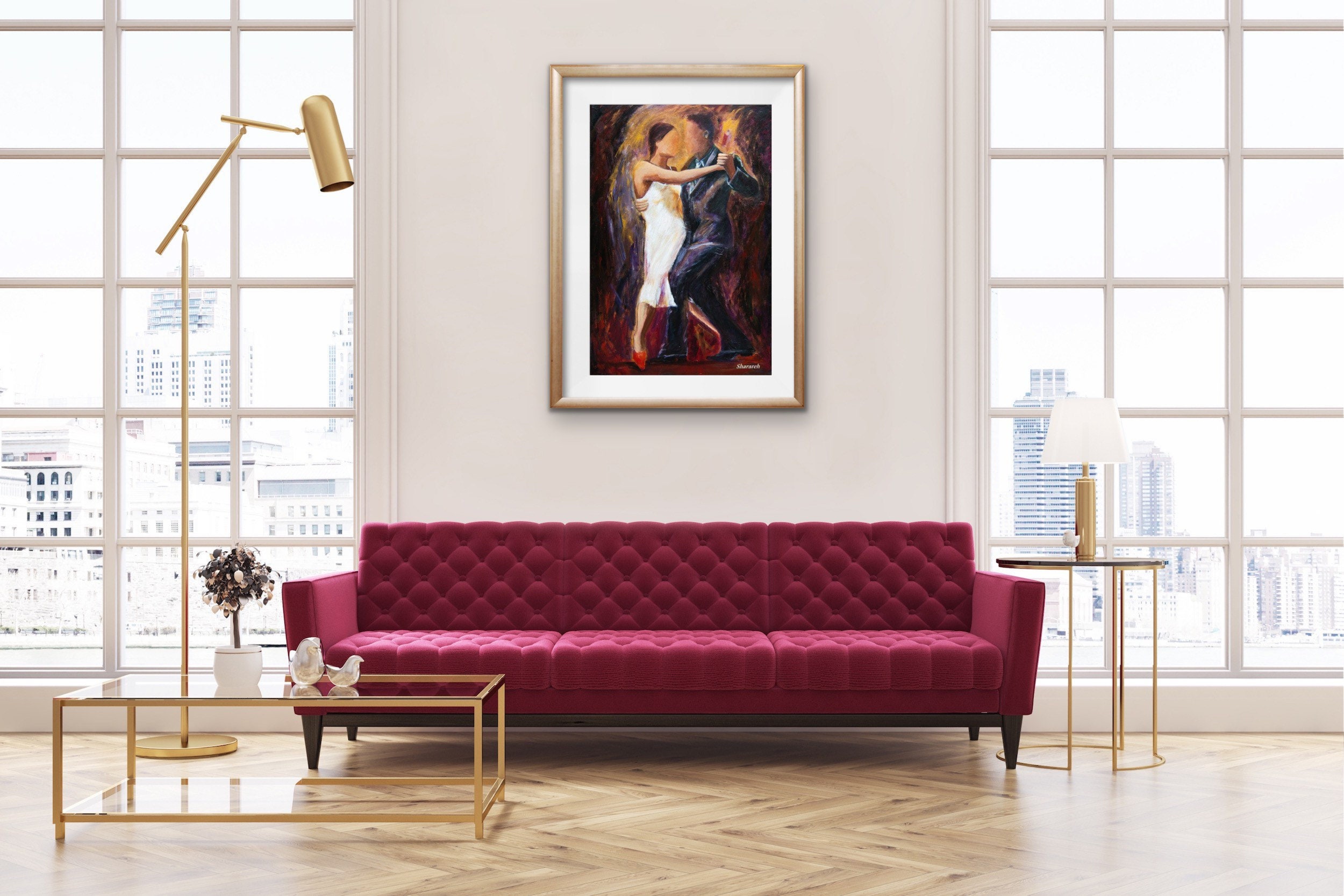 Tango Dancers Art Print , Tango Dancer in White Dress and Red Shoe