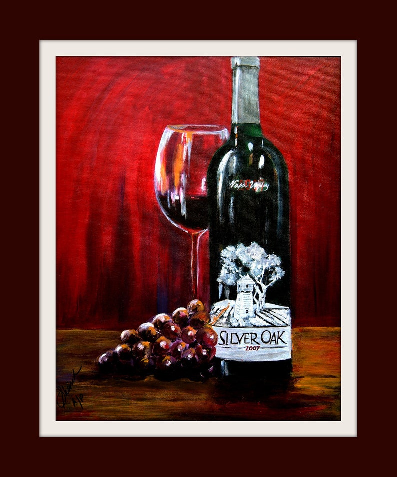Caymus Silver Oak Wine Art Print on Paper Opus One Wine Art Etsy
