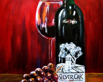 Silver Oak Napa Valley Wine Art Print, Kitchen Decor