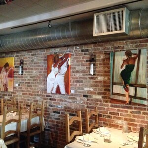 Dancers art print on paper in white dress and white fedora with a burnt orange and bronze background Tango Blanco image 7