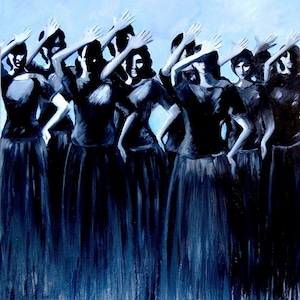 Strength Power and Courage - Original 24x36 Painting and Hand Embellished Canvas Print, Women Empowerment Art, Modern Figurative Wall Art