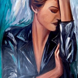 Woman portrait art work , Print on Paper, woman in dark mood,  unique wall art ,woman portrait room décor