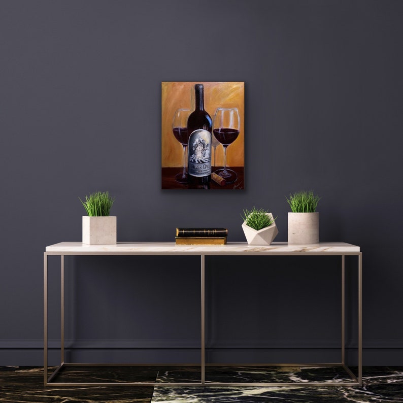 Silver Oak Wine and Two Glasses Art Print on Paper Wine - Etsy