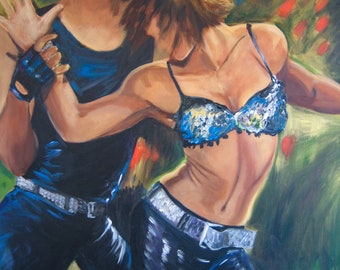 Dance the night away Art Print on Paper, couple dancing, Dancer in Blue and Black  dance wall art  and room decor
