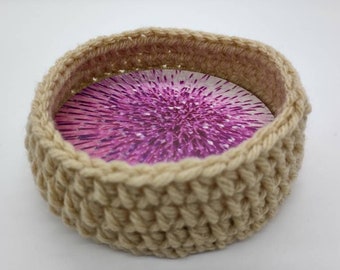 Coaster Set With Holder | Set of 8 Coasters | Milk Thistle Flower | Hand Crocheted | Boho Home Decor | Housewarming Gift