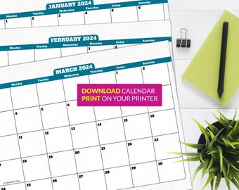 2024 calendar printable | Printable calendar | Monthly Calendar | 2024 Planner | Organizer