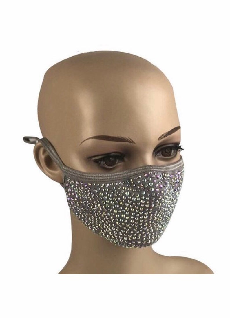 Rhinestone Face Mask Unisex Swarovski Crystal Mask Bling | Etsy