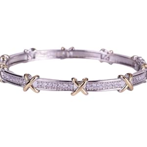 Stunning CZ Channel Set Gold X Designer Bracelet Best Selling