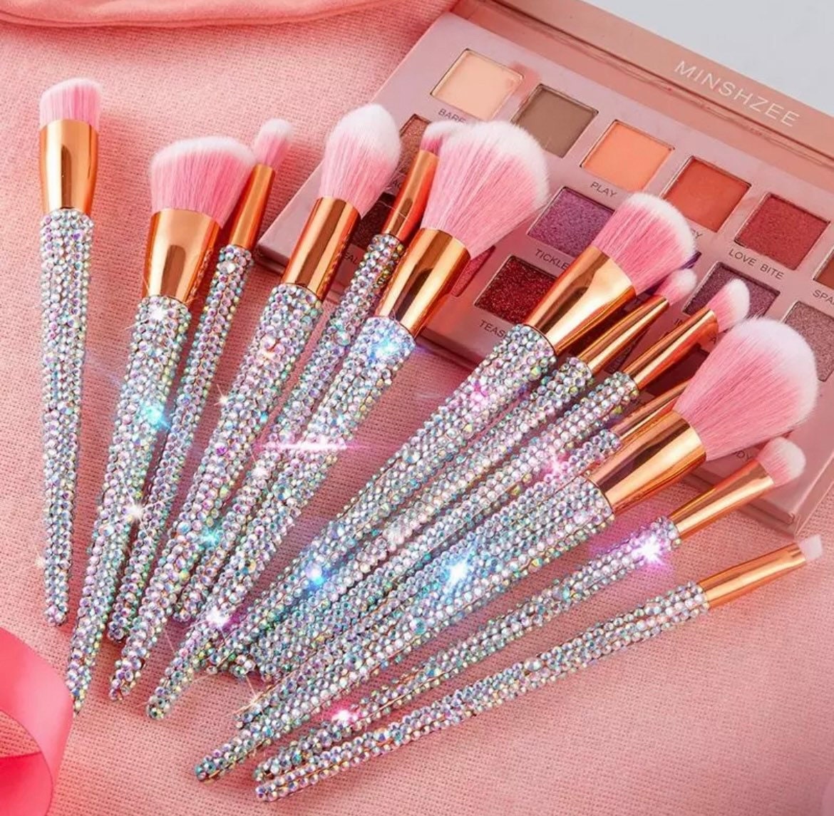 Crystal Wand 10 Pieces Brush Set, Magical Girl Makeup Brushes, Pink Brush  Set, Fairy Brush Set, Diamond Make Brushes 