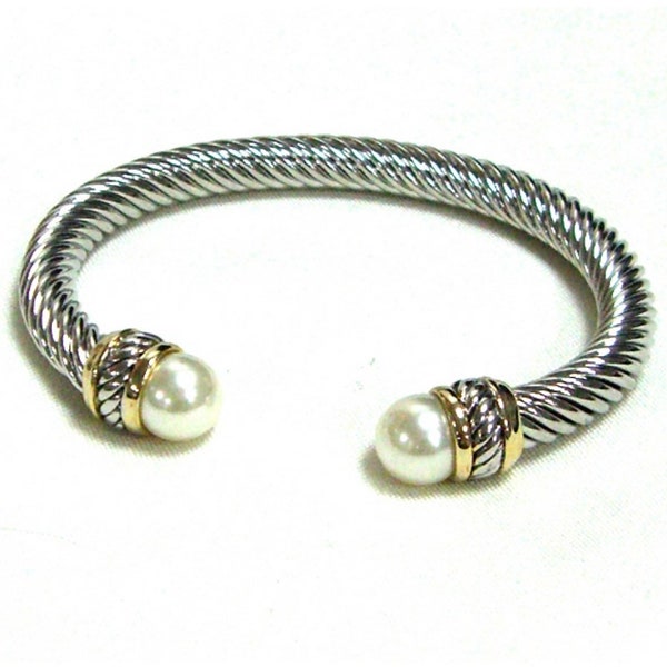 Pearl Cable Cuff Bangle Designer inspired Black Friday *FREE* Bling Face Mask with 45 Purchase While Supplies Last