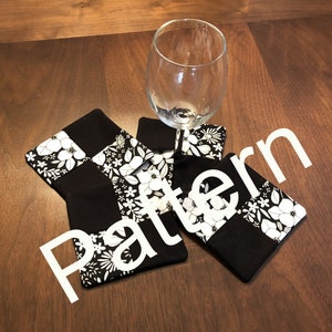 Patrón para juego de posavasos para copas de vino, patrón de zapatilla para copas de vino, patrón de descarga digital