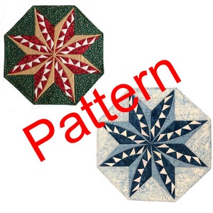 Pattern for Swirling Star QuIlted Table Topper, Digital Download Pattern, 20-1/2&quot; (52cm) Quilted Table Topper Pattern