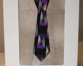 Necktie Greeting Card - Fibre Art Fabric Card
