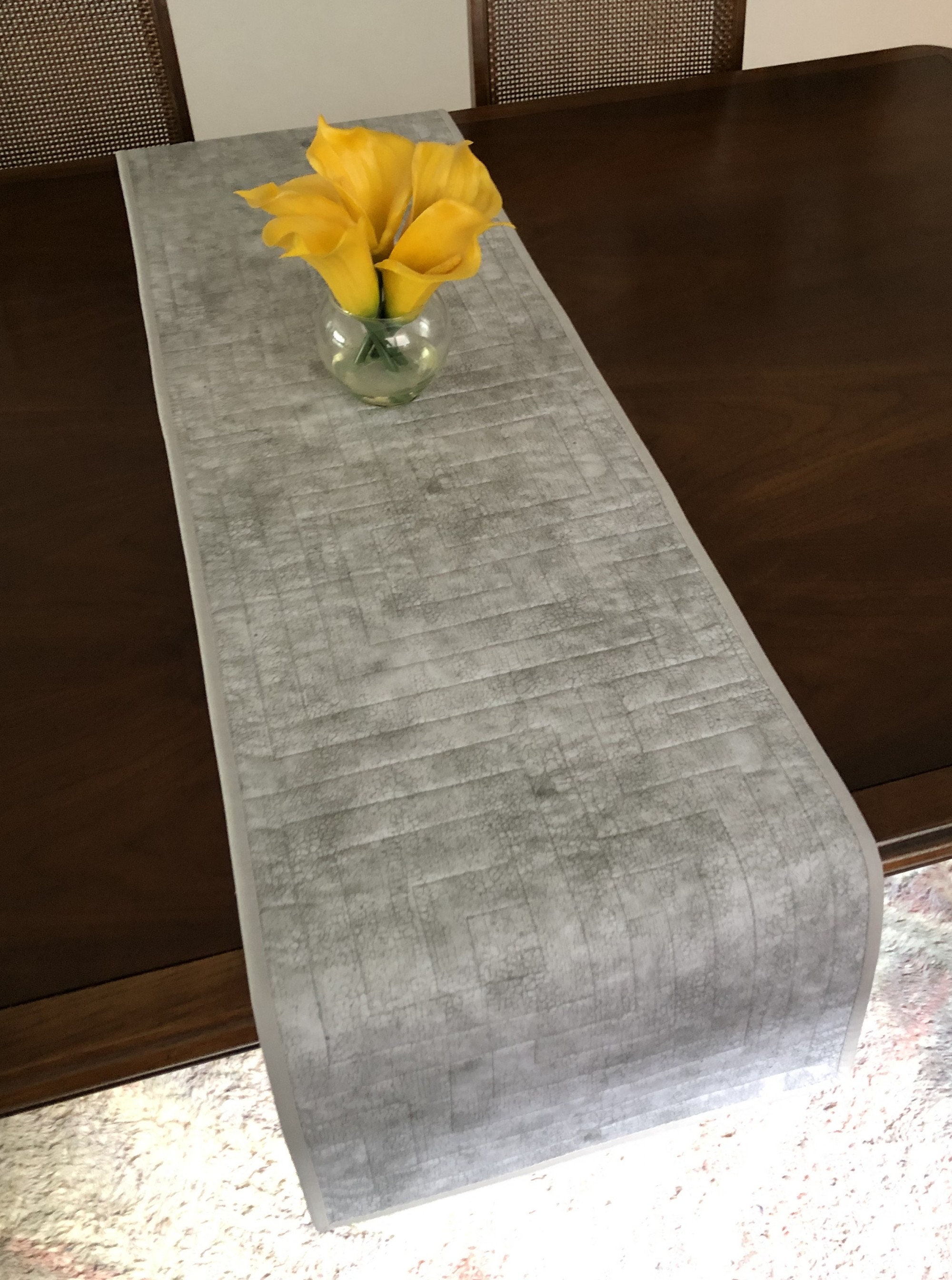 Modern Quilted Table Runner Black White and Grey Wallhanging Etsy